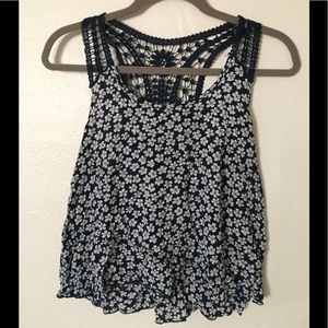 White Floral Blue Top